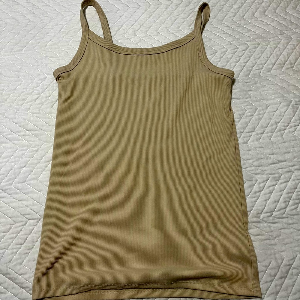 Cream tank top, ribbed , large , Great for layering
